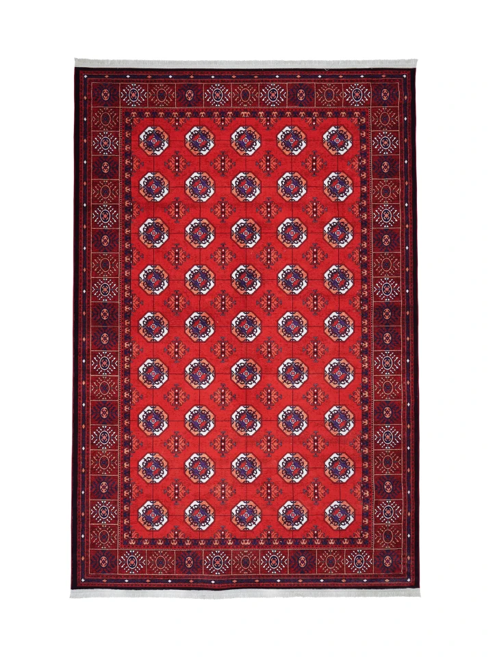 Machine-made Printed red Persian rug